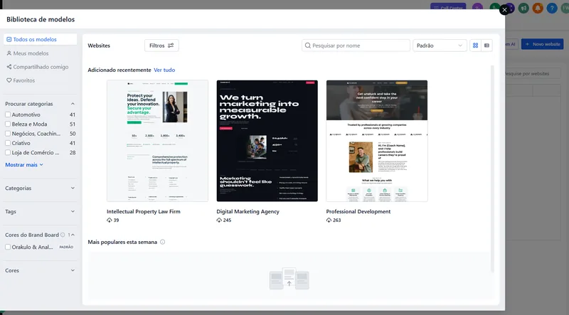 Biblioteca de modelos para criar sites e landing pages